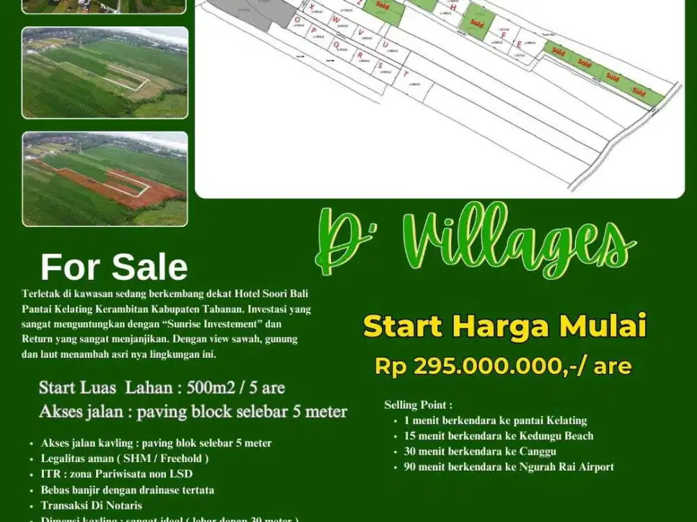 TANAH KAVLING DEKAT PANTAI TERMURAH KELATING TABANAN