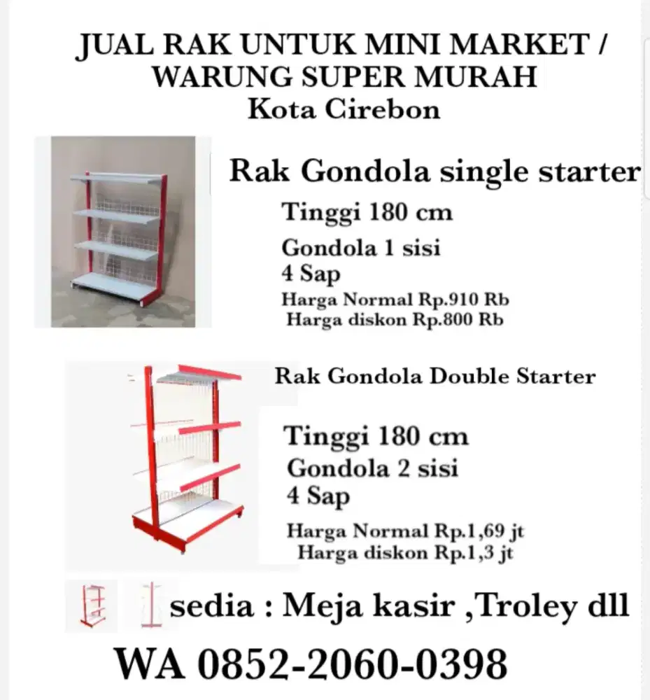 rak gondola dua sisi dan satu sisi