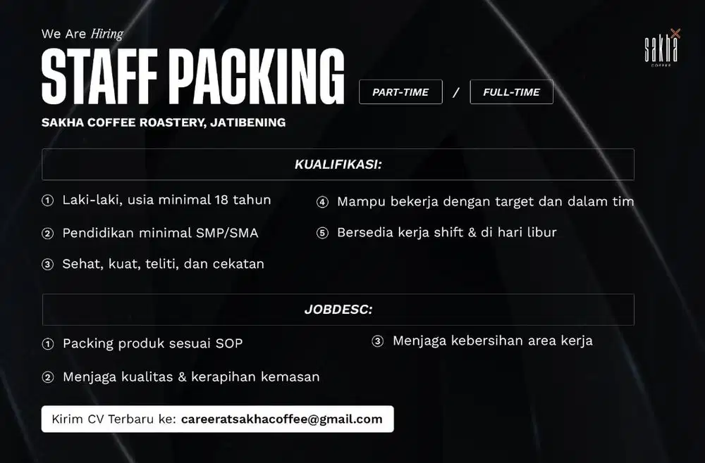 DIBUTUHKAN STAFF PACKING