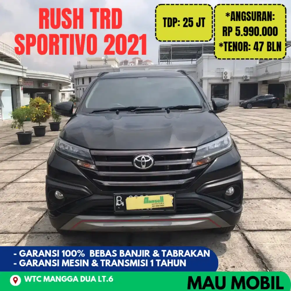 TDP 25JT, Rush S TRD Sportivo 2020/2021/2022 Hitam, KM 59rb