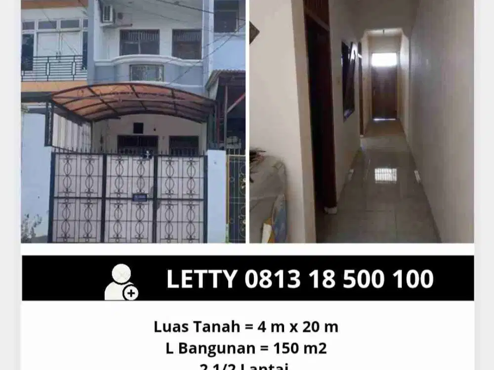 Rumah 3 Lantai Kemayoran Jakarta Pusat Rp 1.95 M Nego