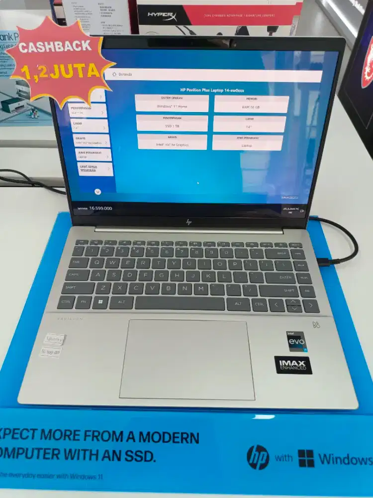 Kredit laptop hp PAVILION PLUS 14-EW0XXX tanpa DP free 2x angsuran