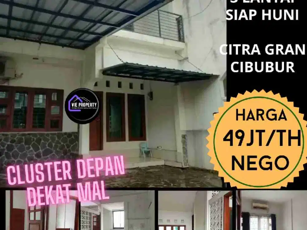 DISEWAKAN MURAH CEPAT, RUMAH RAPI 3 LANTAI SIAP HUNI DI CITRA GRAN CIBUBUR