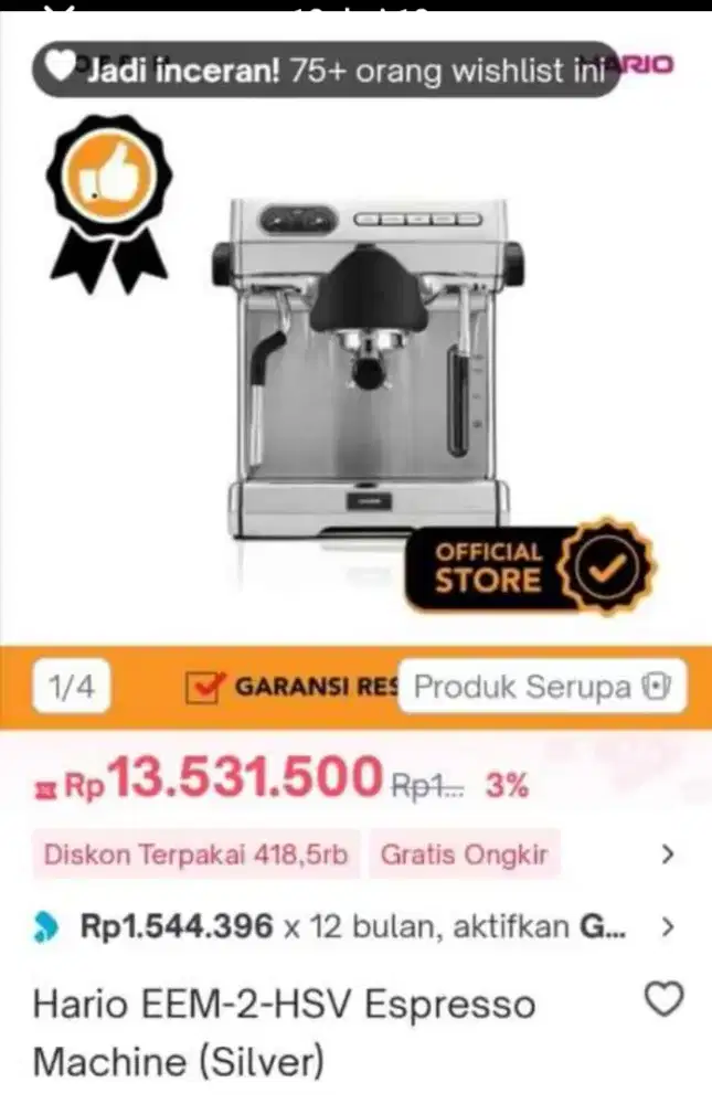 Mesin kopi Hario EEM 2 HSV Epresso