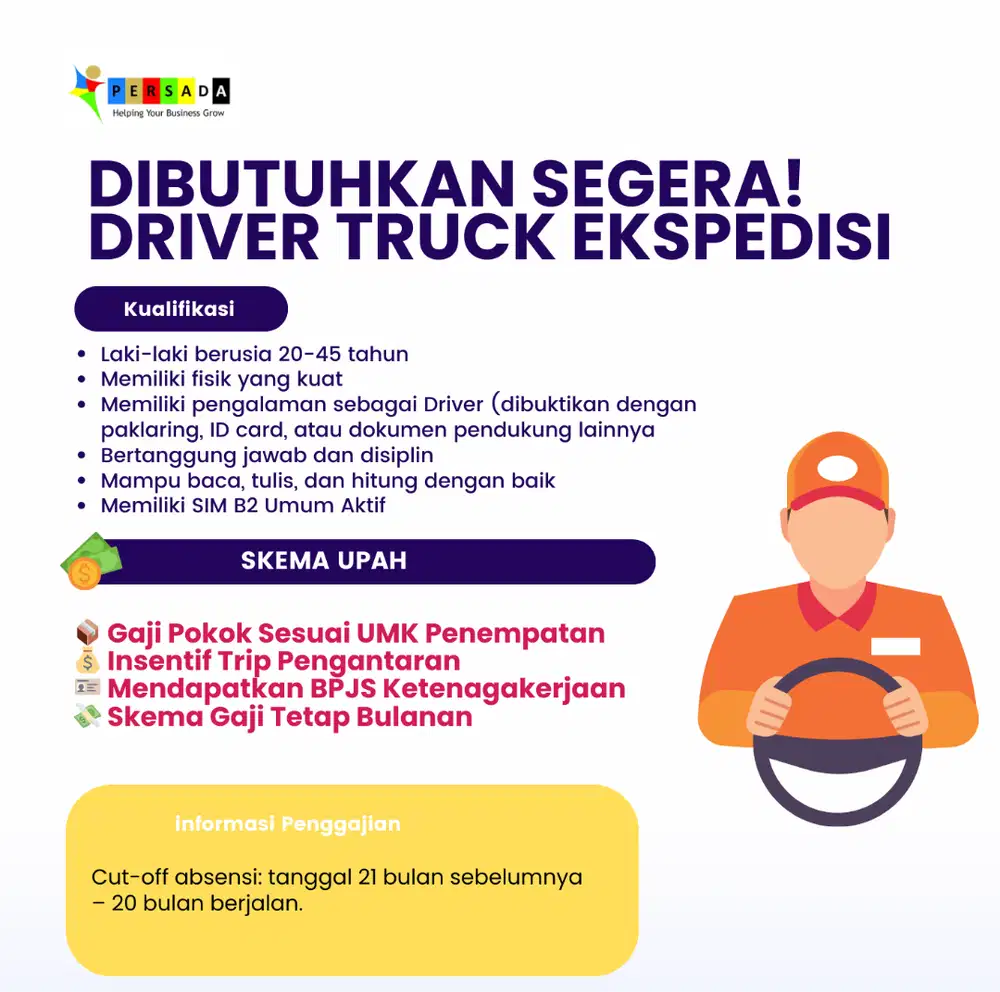LOWONGAN KERJA DRIVER TRUK MM