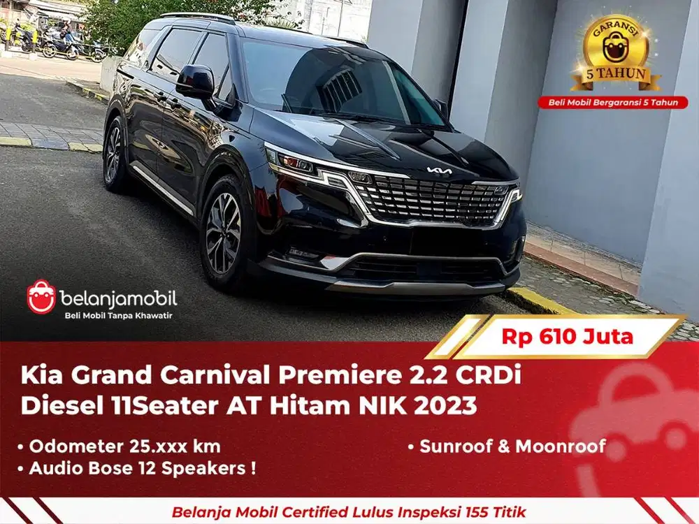 [ GARANSI 5TH ] Kia Grand Carnival 2.2 CRDi Diesel AT Hitam 2023/2024
