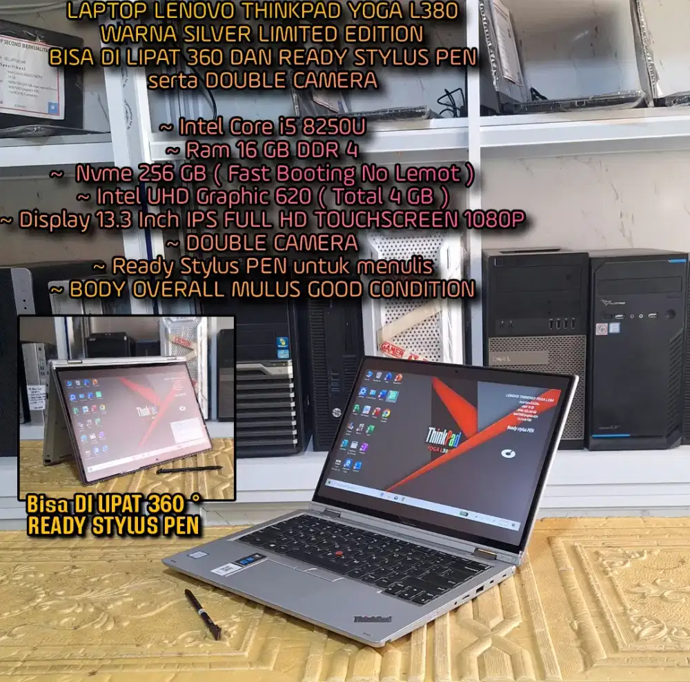 LENOVO THINKPAD YOGA L380 SUPER MULUS LAPTOP DESIGN EDITING CODING