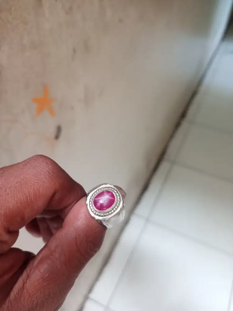 cincin ring 7 alpaka batu ruby ster