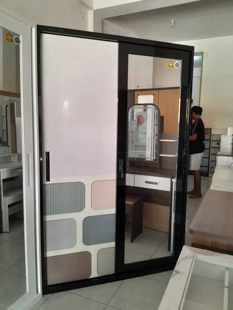 PROMO SALE LEMARI PAKAIAN BESI 2 PINTU SLIDING GRATIS ANTAR