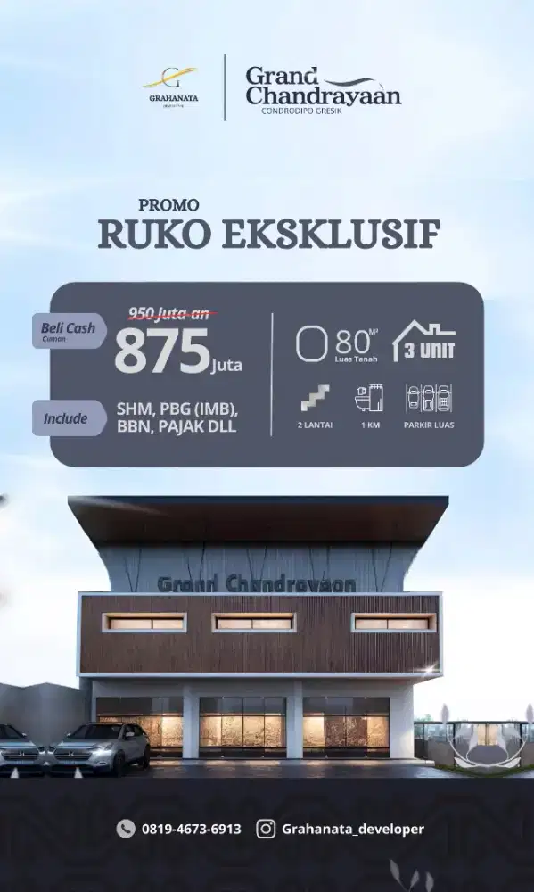 DIJUAL RUKO 2 LANTAI LOKASI NOL JALAN
