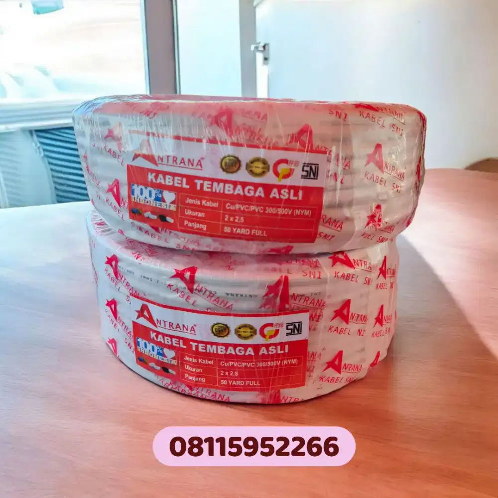 Kabel listrik NYM merek ANTRANA 2x2.5 Tembaga asli Sudah SNI