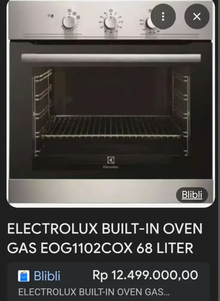Oven gas electrolux tipe E0G1102COX