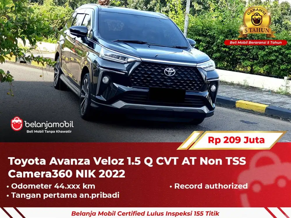 [ GARANSI 5TH ] Toyota Avanza Veloz 1.5 Q CVT AT Non TSS 2022/2023