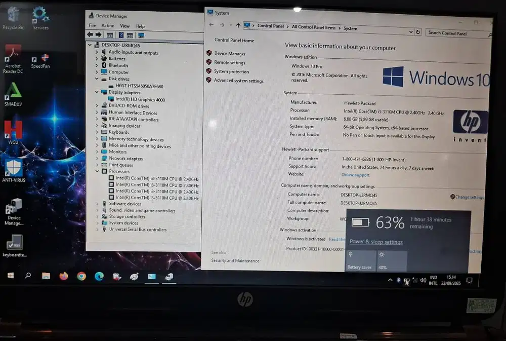 Laptop HP 14 8GB Core i3 gen 3 Baterai BARU MULUS GARANSI Toko FISIK