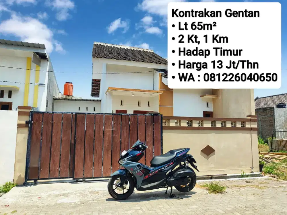 Sewa Rumah Area Gentan Hadap Timur, Dekat Laweyan, Purwosari