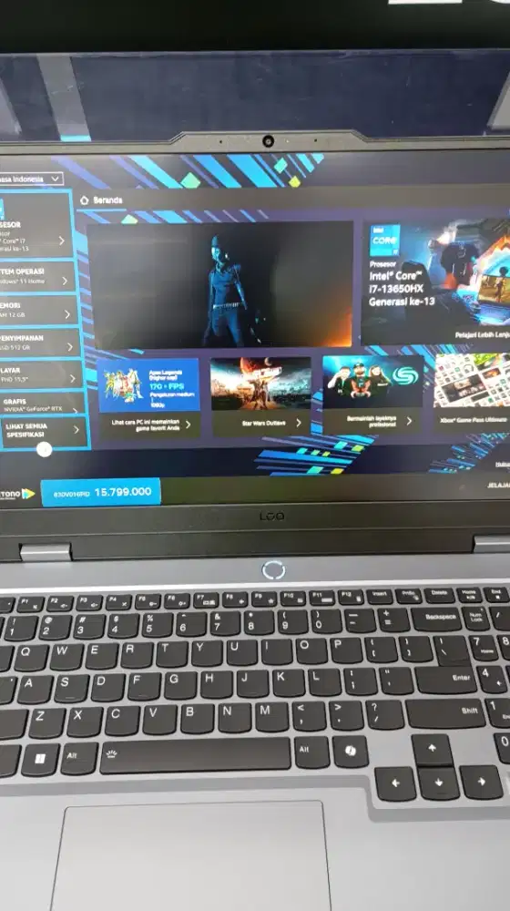 LENOVO LOQ GAMING PROSESOR INTEL CORE I7 RAM 12 GB INTERNAL 512 GB
