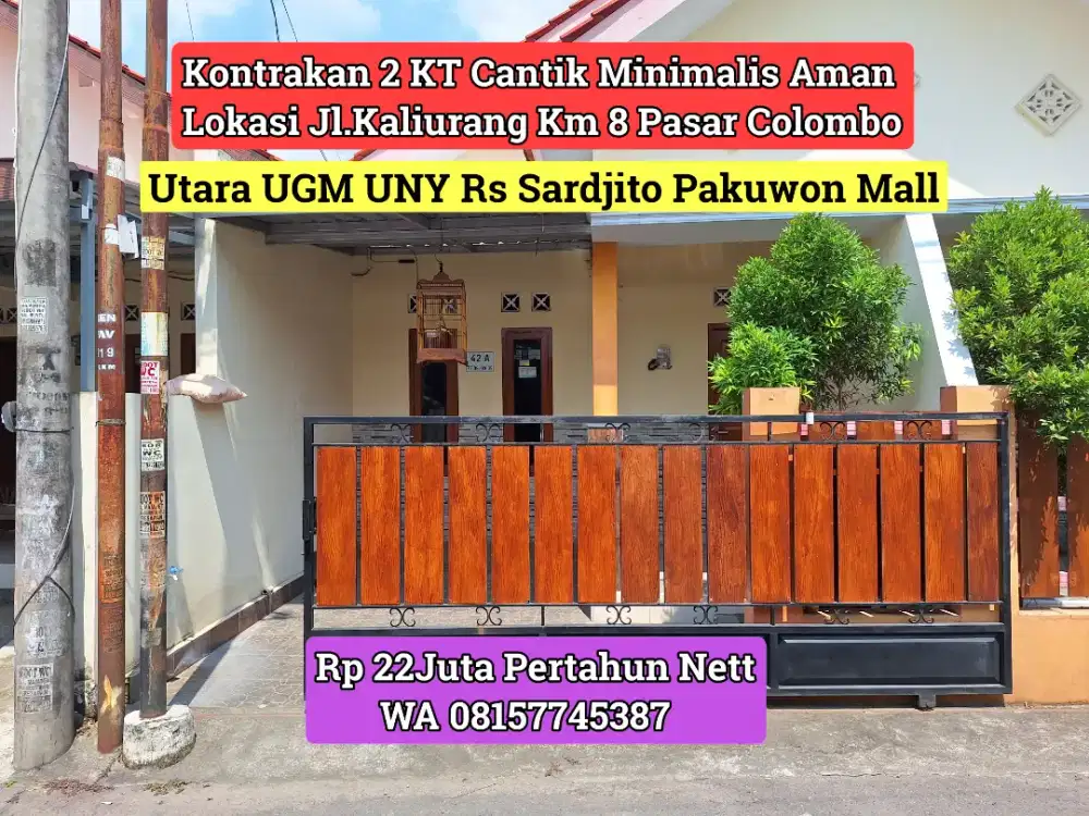 Kontrakan Minimalis 2 KT Jl.Kaliurang Km 8 Pasar Kolombo PLN Banteng