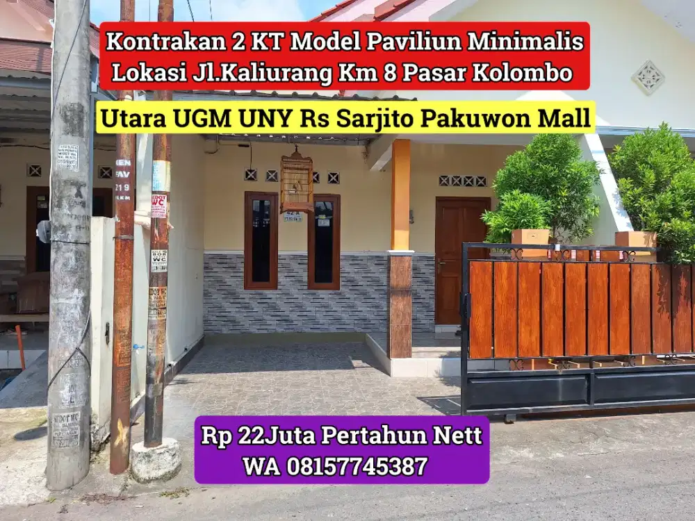 Kontrakan Paviliun 2 KT Jakal PLN Pasar Kolombo 22Jt Nett