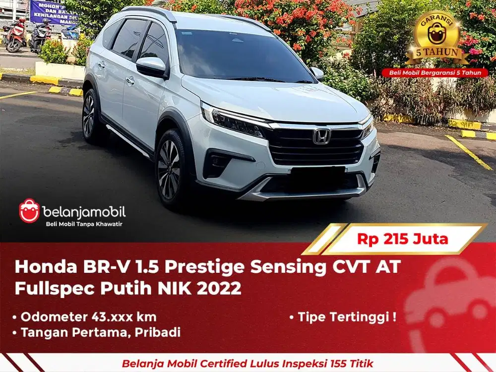 [ GARANSI 5TH ] Honda BRV BR-V BR V 1.5 Prestige Sensing AT 2022/2023