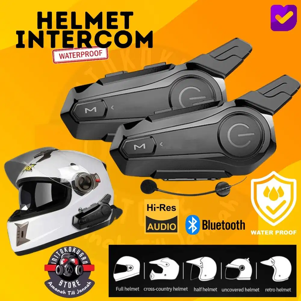 Bluetooth Intercom Helm Waterproof – Cocok untuk Touring & Harian