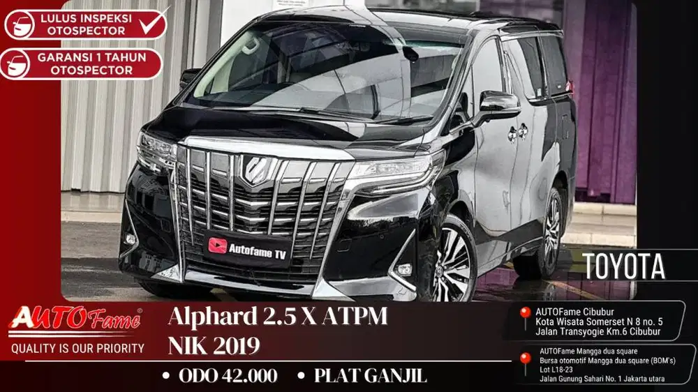Toyota Alphard 2.5 X ATPM Pemk 2021 Facelift Black On Beige NIK 2019
