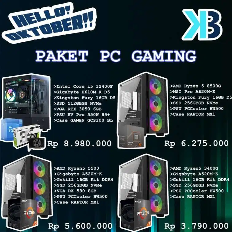 Paket PC Gaming Mulai 3jtaan Murah berkualitas