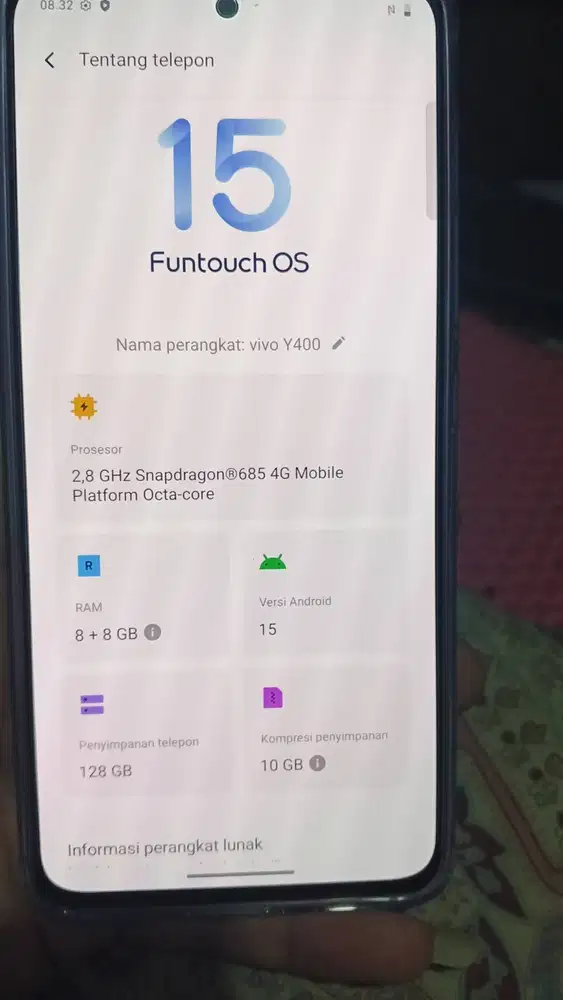 Vivo y400 ram 8+8/128