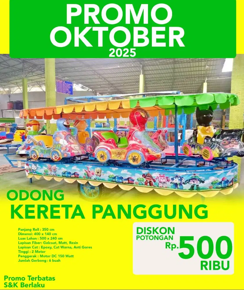 PROMO DISKON BESAR ODONG KERETA PANGGUNG FULL FIBER KARAKTER