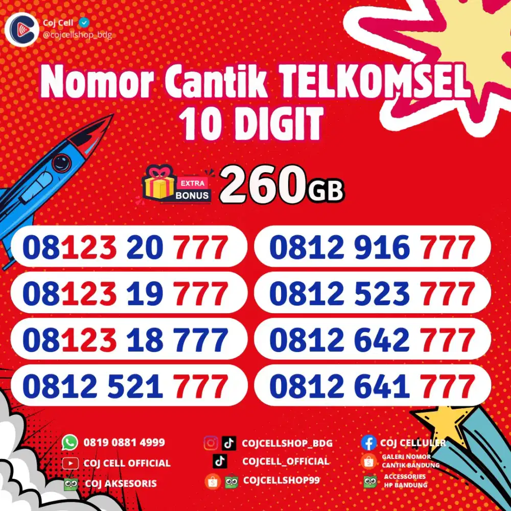 Nomor cantik telkomsel | Bonus kuota 260GB