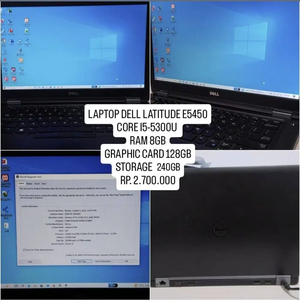 Dell Latitude E5450 | Prosesor i5-5300U | RAM 8GB | SSD 240GB