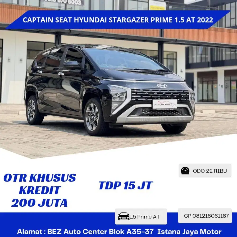 [CAPTAIN SEAT] Hyundai Stargazer Prime AT 2022 Hitam
