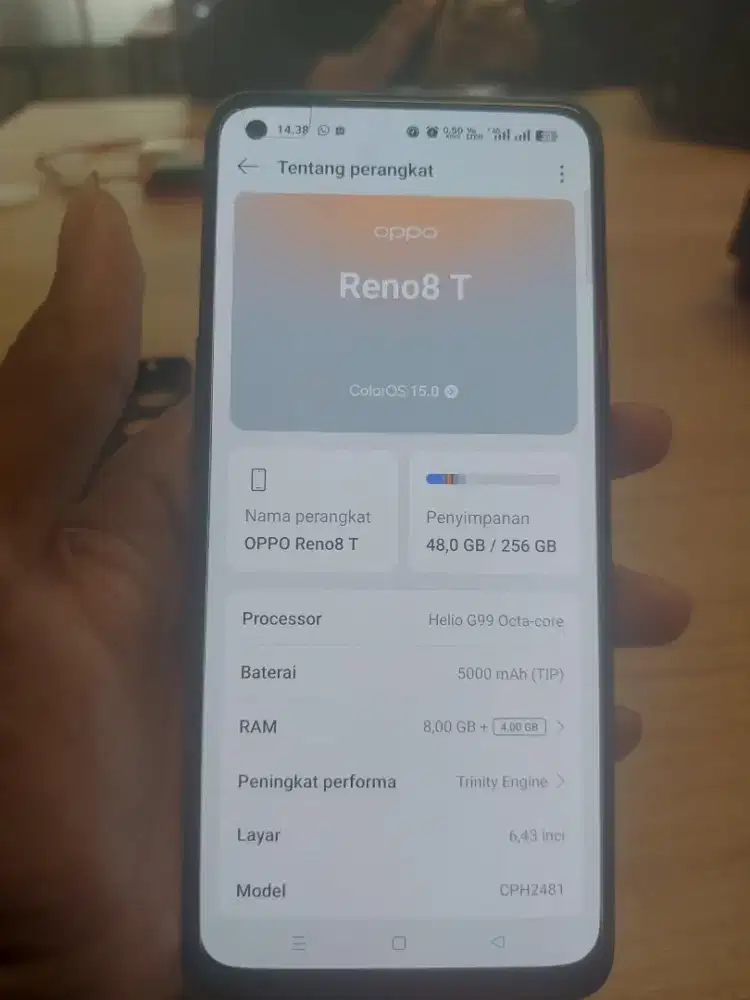 Dijual Oppo Reno 8t ram 8/ 256