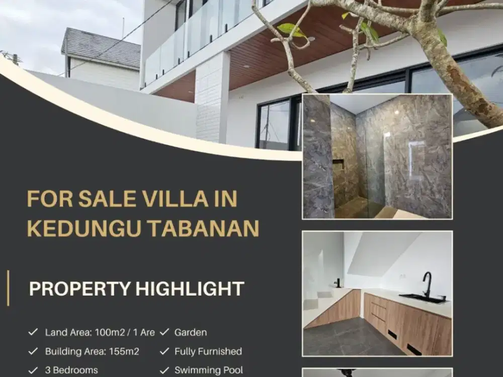 FOR SALE BEAUTY VILLA WITH SWIMMING POOL AND GARDEN AT KEDUNGU TABANAN