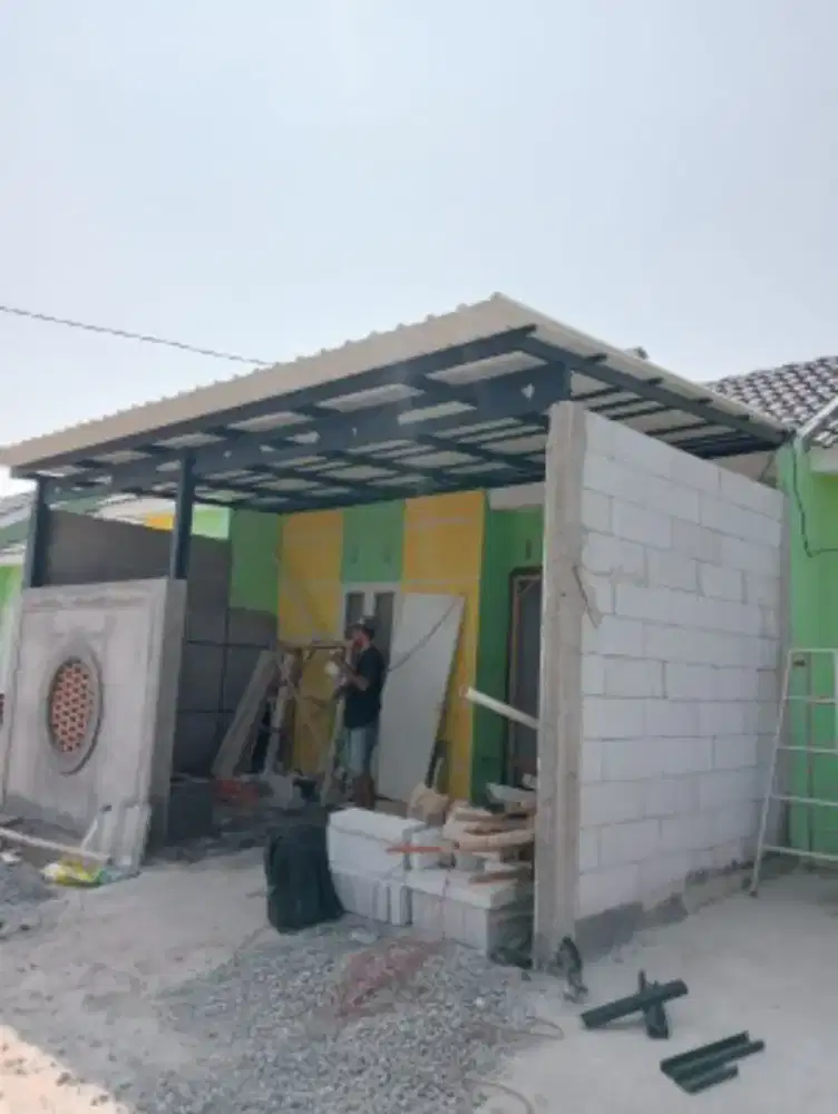 Kanopi baja ringan atap alderon, spandek pasir dan polos