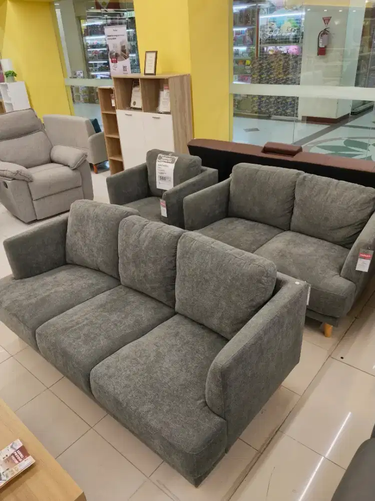 Sofa set 3+2+1 fabric/kain