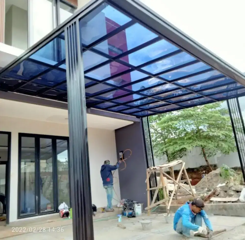 Kanopi besi hollow Galvanis atap alderon