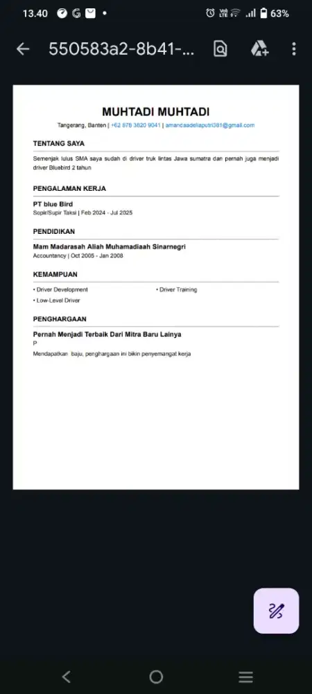Muhtadi driver amanah