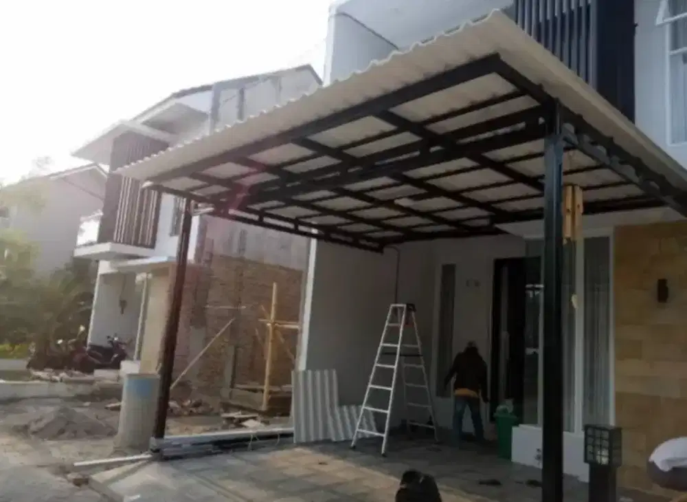 Kanopi baja ringan atap alderon, spandek pasir dan polos