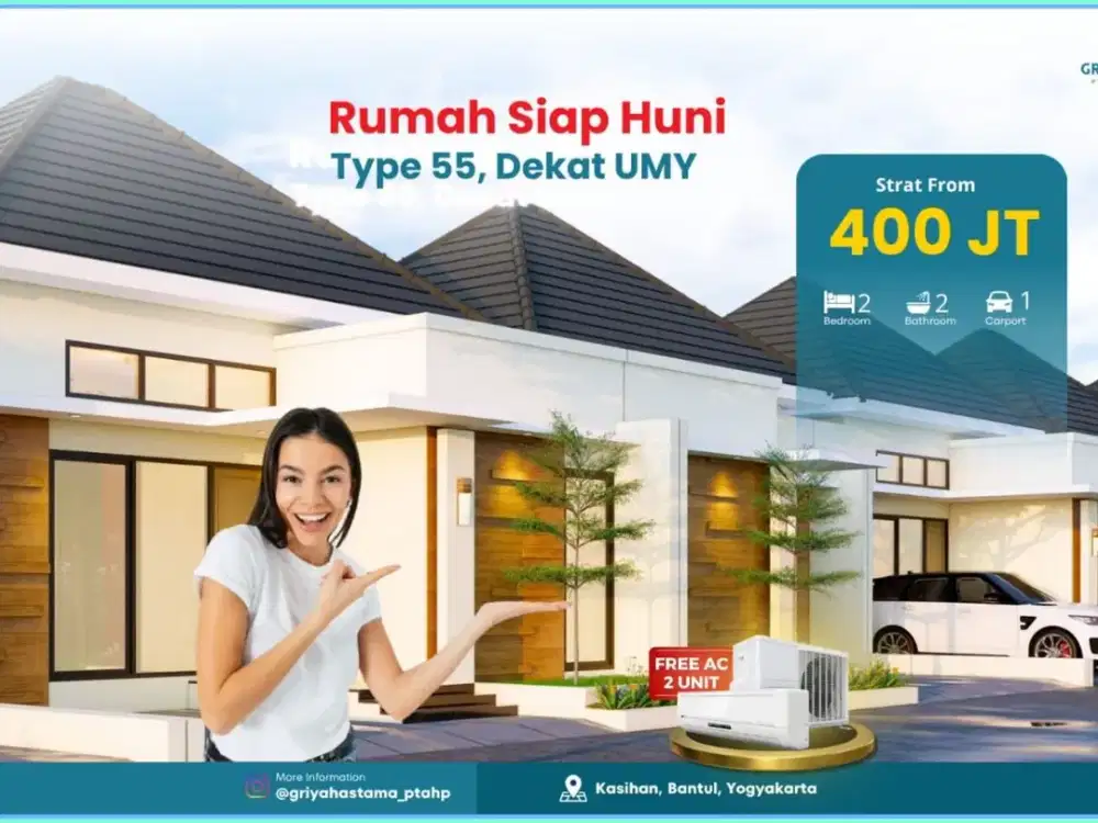 Rumah Minimalis Bantul Murah Free AC  Dekat SPBU Tamantirto