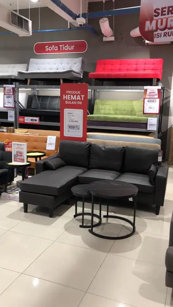 Jual sofa L kulit premium promo murah