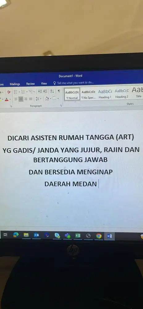Dicari Asisten Rumah Tangga (ART)