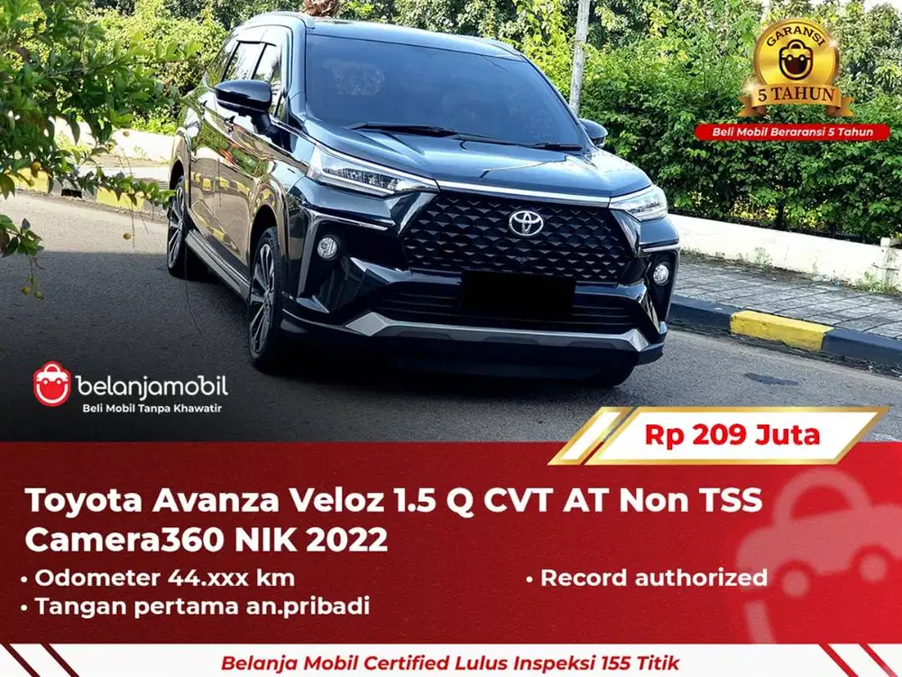 [ GARANSI 5TH ] Toyota Avanza Veloz 1.5 Q CVT AT Non TSS 2022/2023