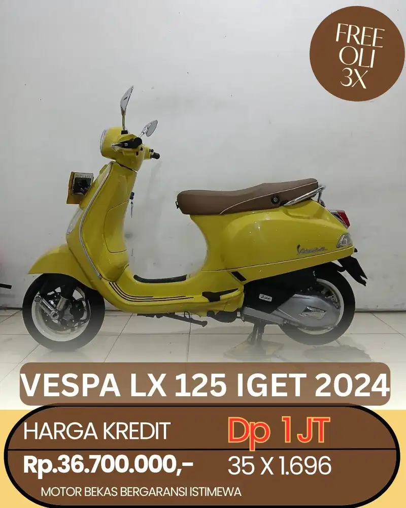 piaggio lx 125 iget 2024 kuning free oli 3x garansi mesin