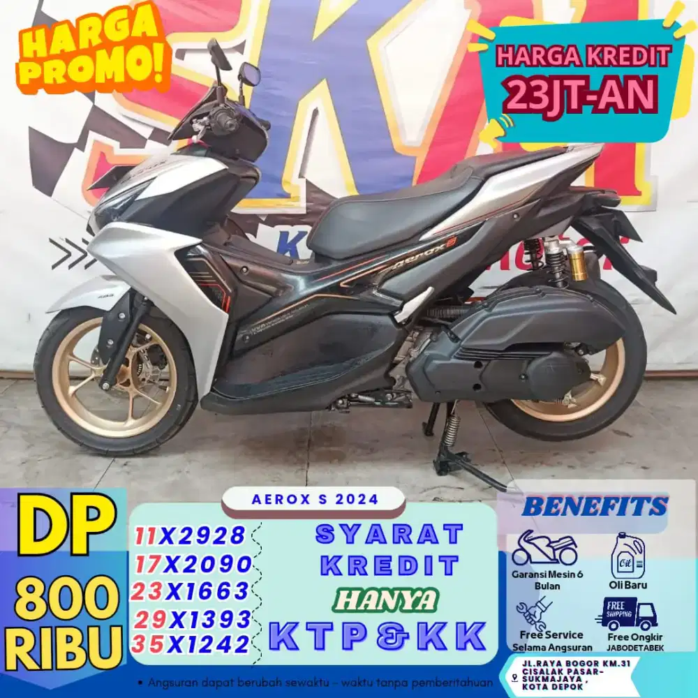 ( aerox tahun 2024 dp:800 garansi mesin 6 bulan cash credit