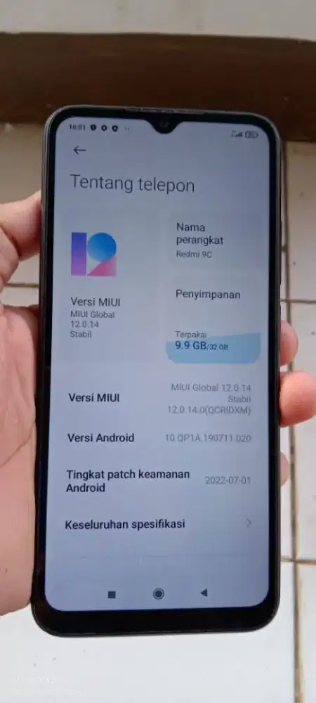 Redmi 9c.  3/32. Mnus retak dkit pjok bwh orian norml