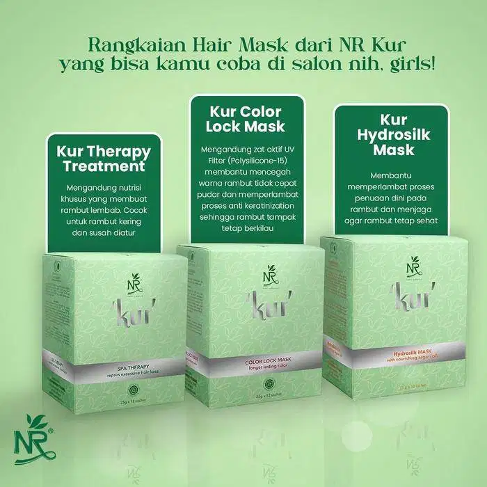 NR KUR Hair Mask 1 Box Isi 12 Sachet X 25gr - Masker Rambut, Hair Spa,