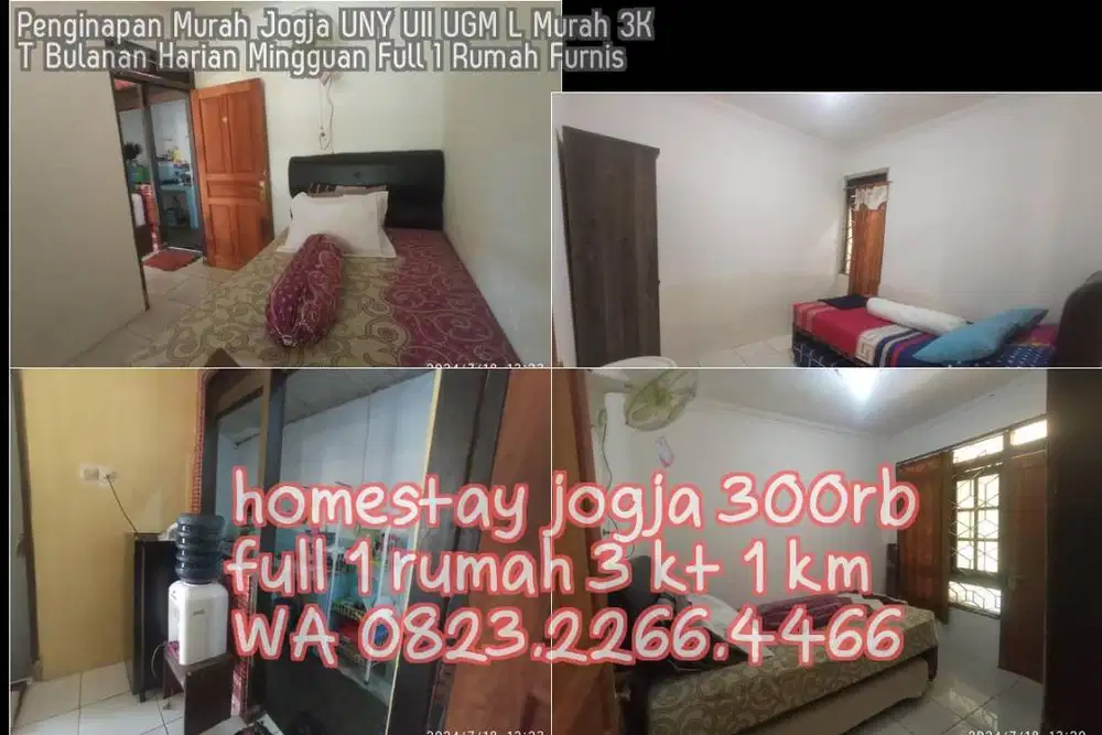 Penginapan Murah Jogja UNY UII UGM L Murah 3KT Bulanan Harian Mingguan