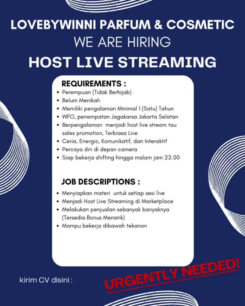 LOWONGAN KERJA HOST LIVE