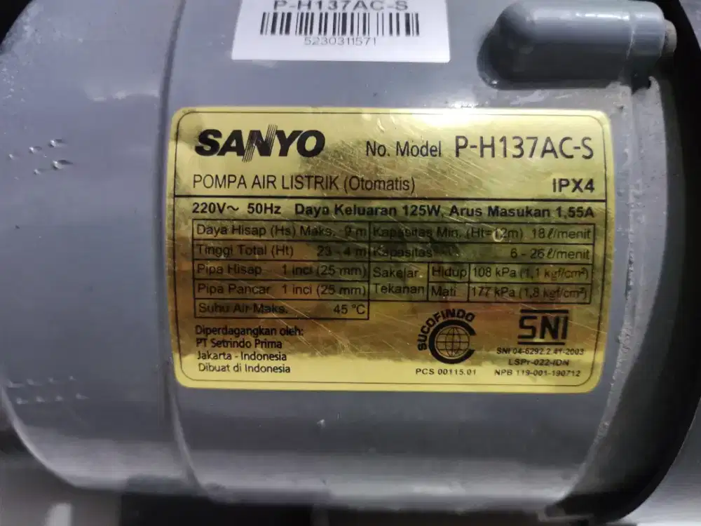 Pompa Sanyo Sumur dangkal jetpump sumur dangkal