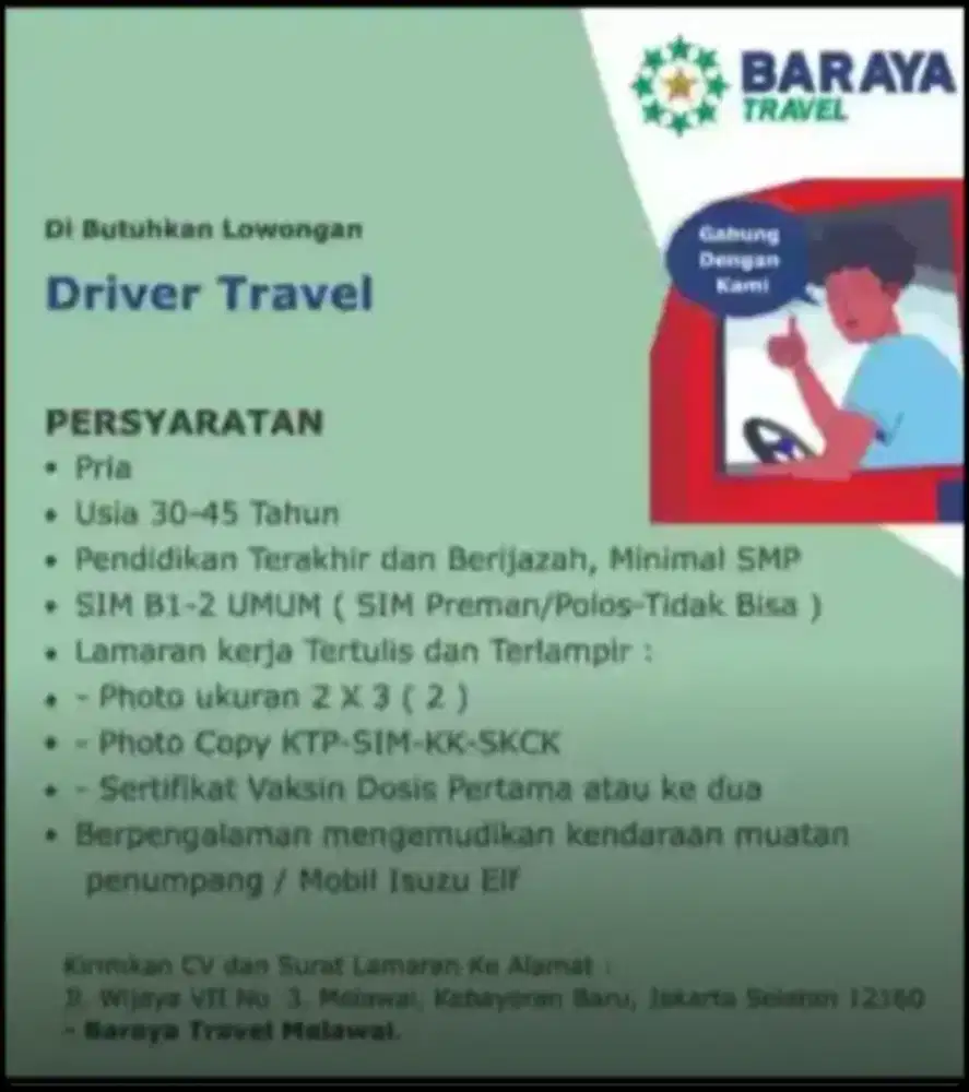 Driver Baraya Travel
